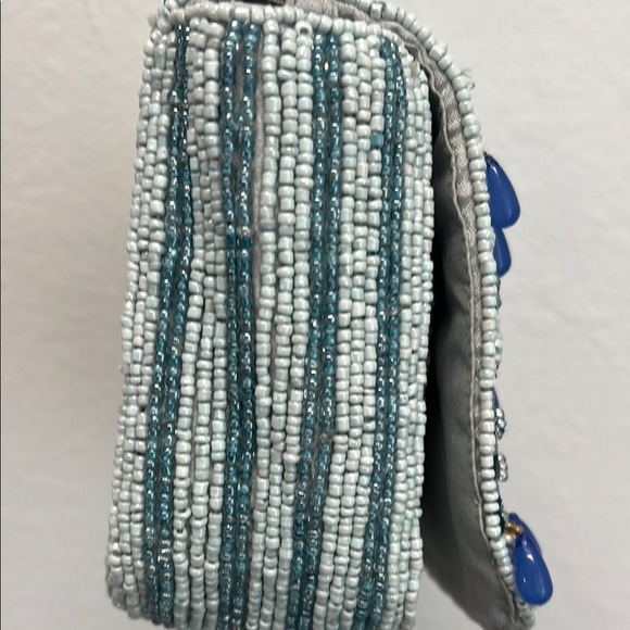 Handcrafted Beaded Elegant Beaded Umbrella ☂️ Blue Clutch Bag 💙✨ - Picture 4 of 10